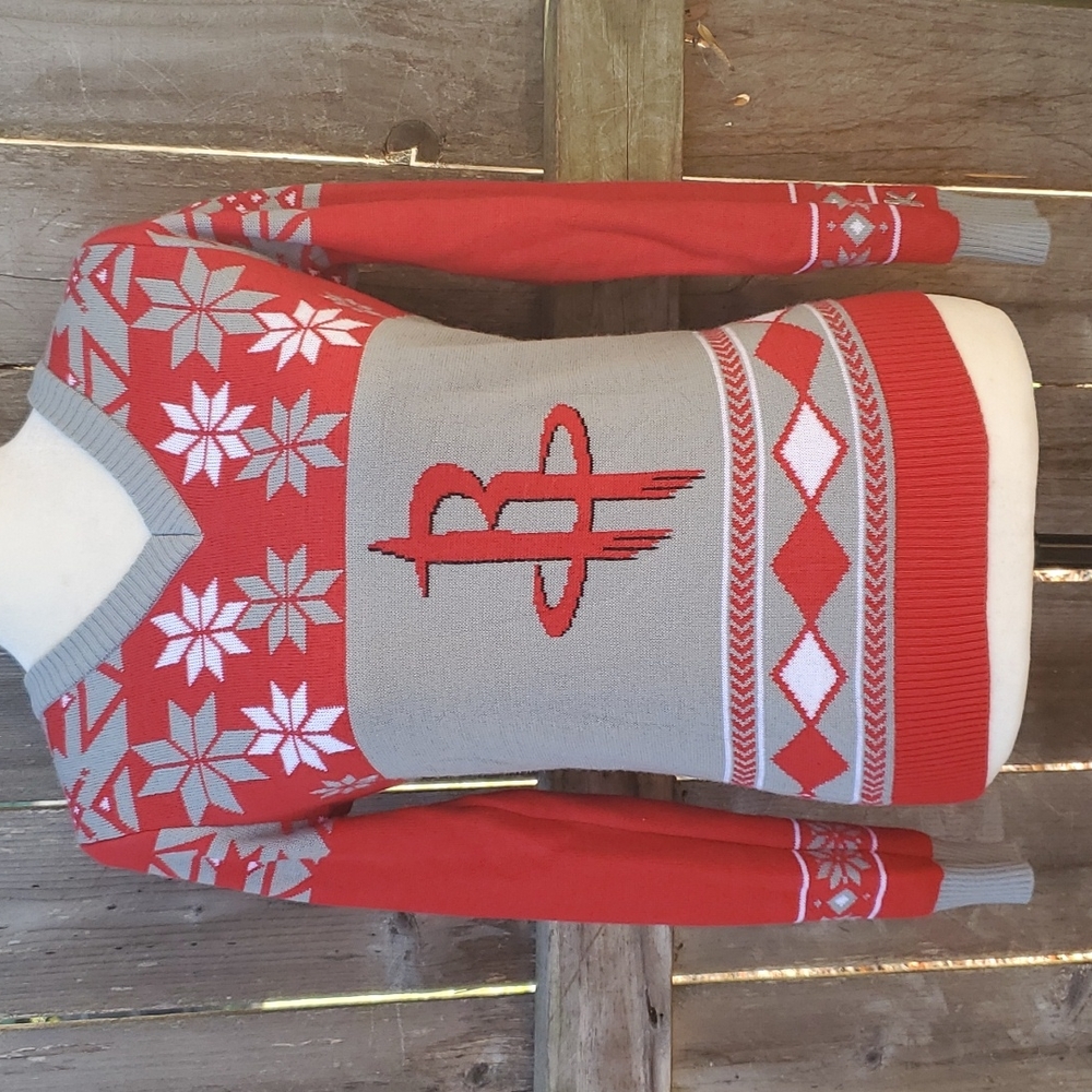 Houston Rockets Christmas Sweater NBA Red Grey Small